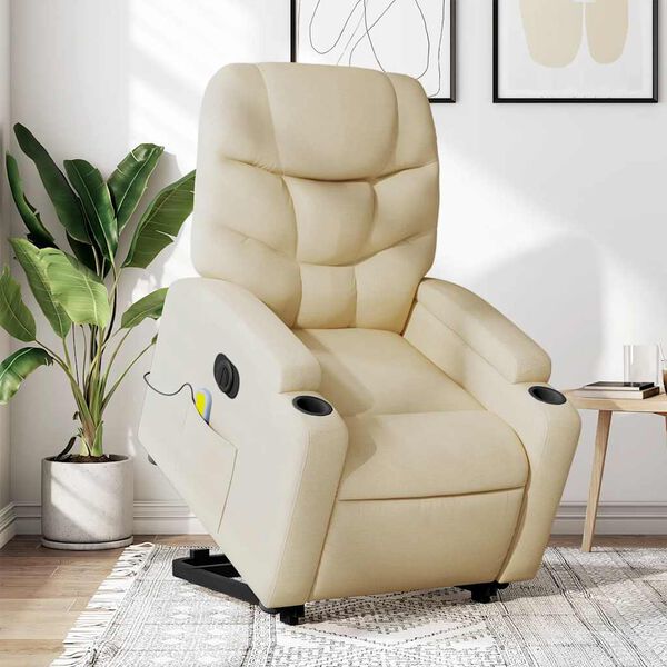 vidaXL Electric Stand Up Massage Recliner Chair Cream