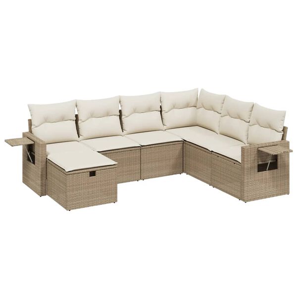 vidaXL Garden Sofa Set Beige Poly Rattan, Steel Large Modular
