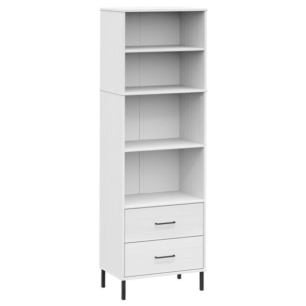 vidaXL Bookcase White Solid pine wood, metal Tall Bookcase Rectangular