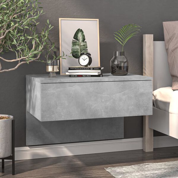 vidaXL Wall-mounted Bedside Cabinet Set of 2 Concrete Grey Engineered wood