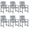 vidaXL Garden Chair Set of 6 Grey Solid Acacia wood Medium Durable