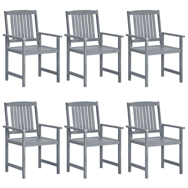 vidaXL Garden Chair Set of 6 Grey Solid Acacia wood Medium Durable
