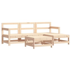vidaXL Garden Lounge Set Natural Pine Solid Pine Wood, Plywood 5 Piece Set