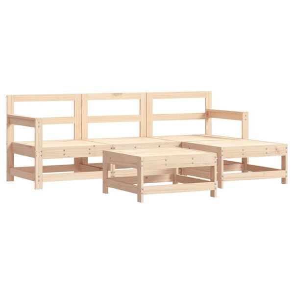 vidaXL Garden Lounge Set Natural Pine Solid Pine Wood, Plywood 5 Piece Set