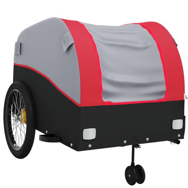 vidaXL Bike Trailer Black and Red 99.2 lb Iron