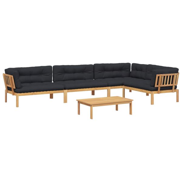 vidaXL Pallet Sofa Set Black Solid acacia wood Large Modular