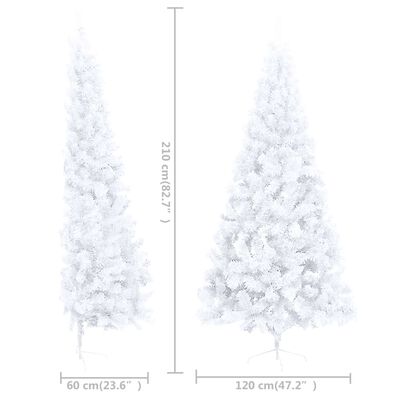 vidaXL Artificial Half Christmas Tree with LEDs&Ball Set White 82.7"