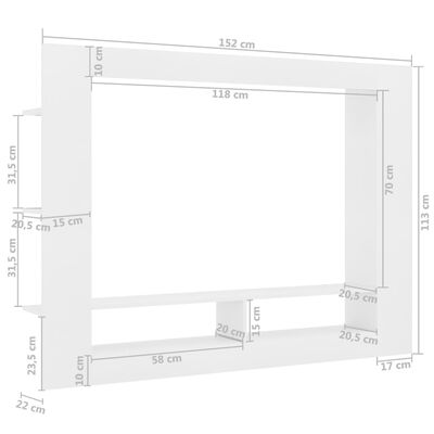 vidaXL TV Stand White 59.8"x8.7"x44.5" Engineered Wood