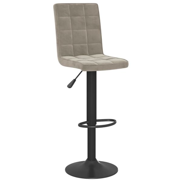 vidaXL Bar Stool Set of 2 Light Grey Steel, velvet (100% polyester), foam