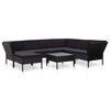 vidaXL Garden Lounge Set Black Poly Rattan, Powder-Coated Steel, Polyester