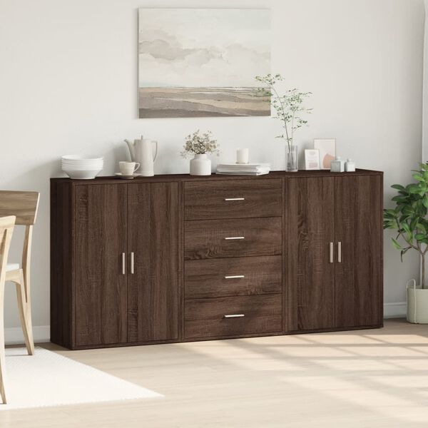 vidaXL Sideboard Brown Oak Engineered Wood Medium Storage Sideboard