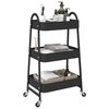 vidaXL Storage Trolley 3-Tier Black 16.5x16.3x30.3" Steel