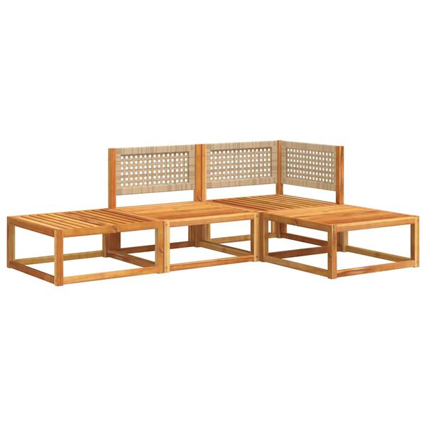 vidaXL Garden Sofa Set Beige, Cream White Solid Acacia wood, PE rattan