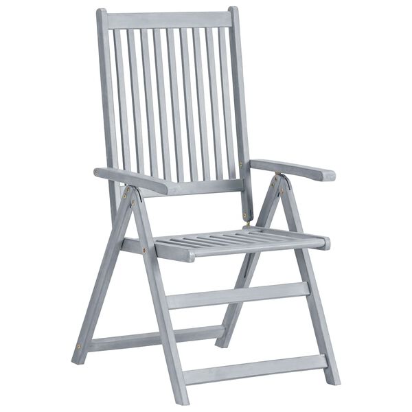 vidaXL Patio Chair Set of 6 Gray Solid acacia wood, 100% polyester
