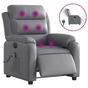 vidaXL Electric Massage Recliner Chair Grey Faux Leather, Metal, Wood