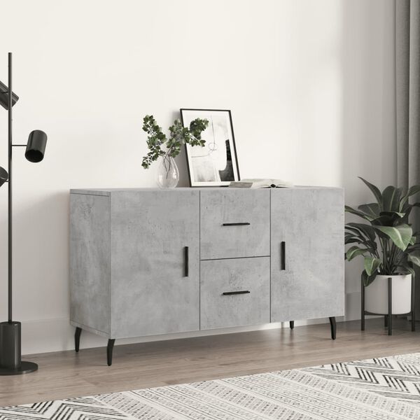vidaXL Sideboard Concrete Gray Engineered Wood, Metal Medium Modern