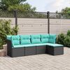 vidaXL 5 Piece Patio Sofa Set with Cushions Brown Poly Rattan