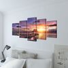 vidaXL Canvas Painting Multicolour - sunset, ocean, pavilion