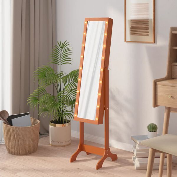 vidaXL Free-Standing Mirror with LED 13.4"x14.6"x57.5"