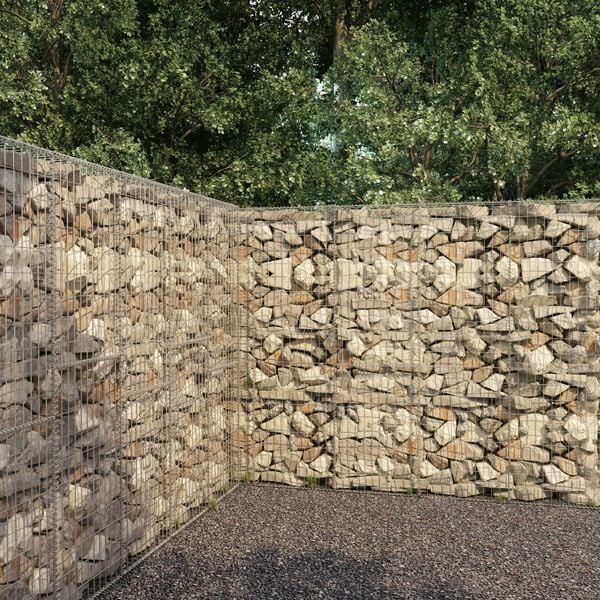 vidaXL Gabion Wall with Cover Galvanized Steel 118.1"x19.7"x78.7"