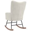 vidaXL Rocking Chair Cream White Velvet, Solid rubber wood, Steel