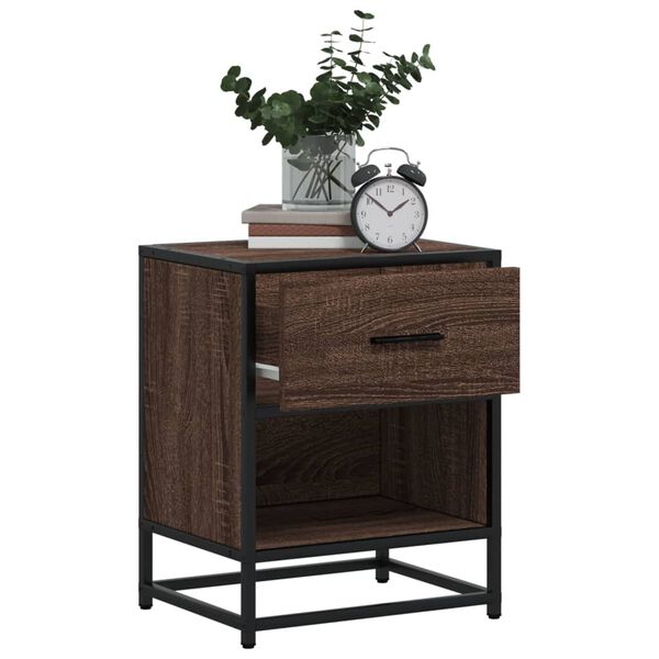 vidaXL Bedside Cabinet Brown Oak Engineered wood Standard