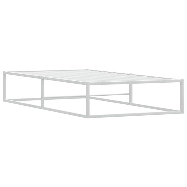 vidaXL Bed Frame White Powder-Coated Metal Single Single Bed Frame