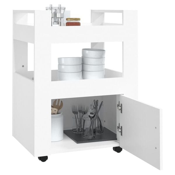 vidaXL Kitchen Trolley White 23.6x17.7x31.5" Engineered Wood