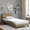 vidaXL Bed Frame without Mattress "Hvar" Cappuccino 35.4"x74.8" Faux Leather