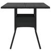 vidaXL Garden Table Black Poly Rattan, tempered glass, powder-coated steel
