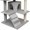 vidaXL Cat Tree Grey Wooden frame, sisal rope, plush fabric Medium