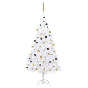 vidaXL Artificial Pre-lit Christmas Tree with Ball Set White 94.5"