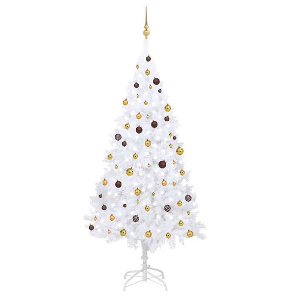 vidaXL Artificial Pre-lit Christmas Tree with Ball Set White 94.5"