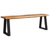 vidaXL Bench Natural Wood and Black Solid Acacia Wood, Powder-Coated Steel