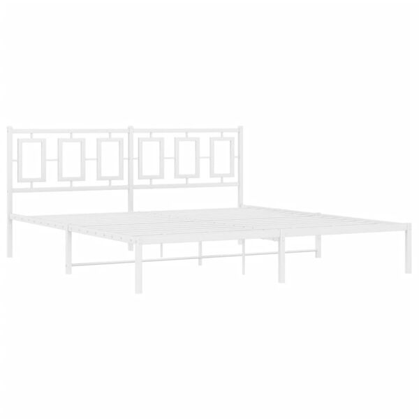vidaXL Bed Frame White Powder-Coated Steel Double Bed Frame