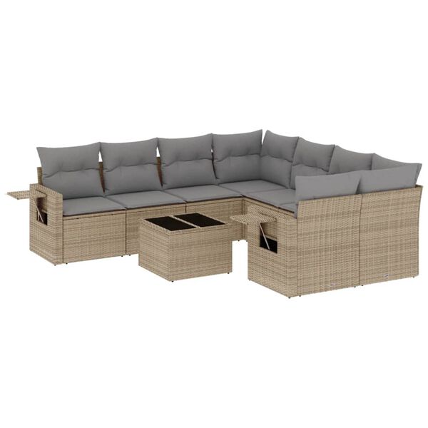vidaXL Garden Sofa Set Beige, Light Grey