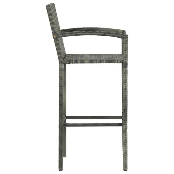 vidaXL Bar Stool Set of 4 Grey PE rattan, powder-coated steel