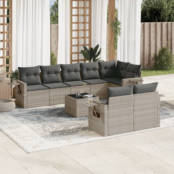 vidaXL Garden Sofa Set Light Grey, Dark Grey