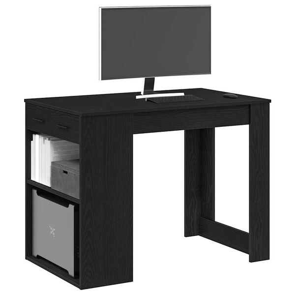 vidaXL Desk Black Oak Engineered Wood Medium Computer Desk Rectangular