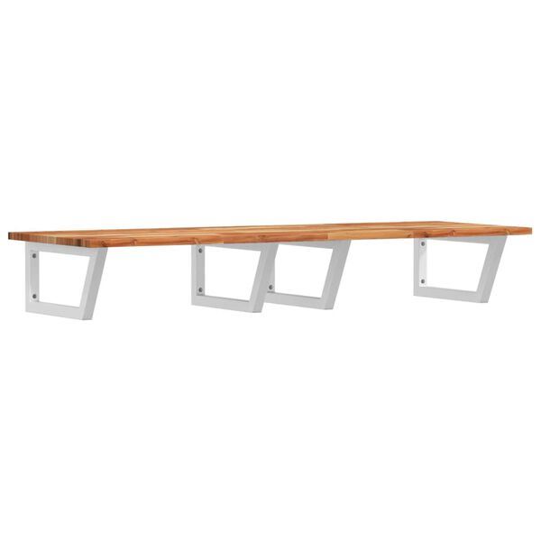 vidaXL Basin Shelf Natural wood and white Solid acacia wood and steel