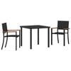 vidaXL Garden Dining Set 3 pcs Black Poly rattan