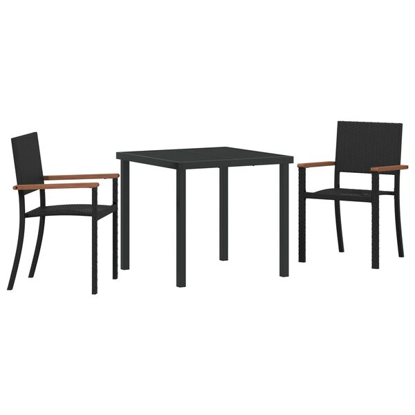 vidaXL Garden Dining Set 3 pcs Black Poly rattan