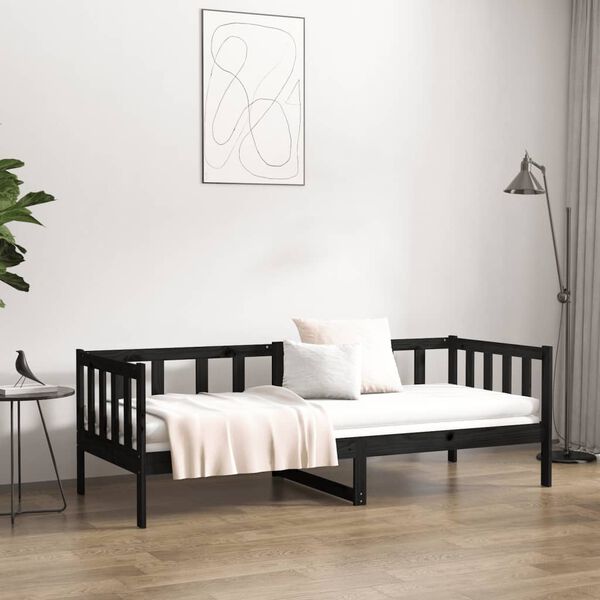 vidaXL Day Bed without Mattress Black 80 x 78.7 " Solid Wood Pine