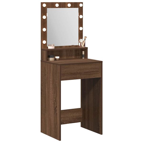 vidaXL Dressing Table with Shelf Brown Oak 19.69 x 16.14 x 53.15 in