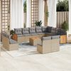 vidaXL Garden Sofa Set Beige PE rattan Medium-Large Modular