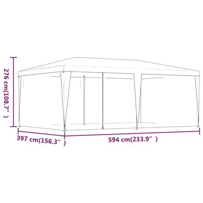 vidaXL Party Tent with 6 Mesh Sidewalls Anthracite 19.7'x13.1' HDPE