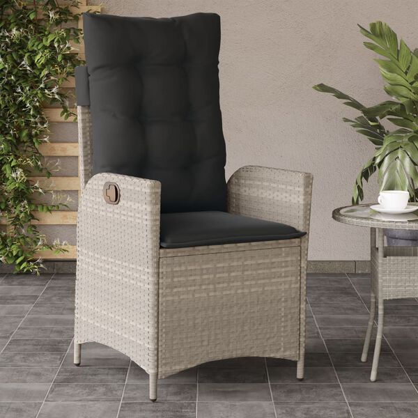 vidaXL Reclining Garden Chair Set of 2 Light grey PE rattan Regular