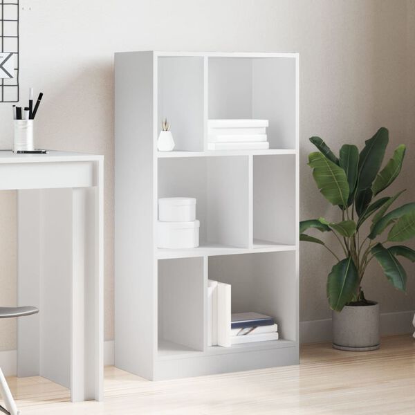 vidaXL Bookcase White Engineered Wood Medium Bookcase Rectangular