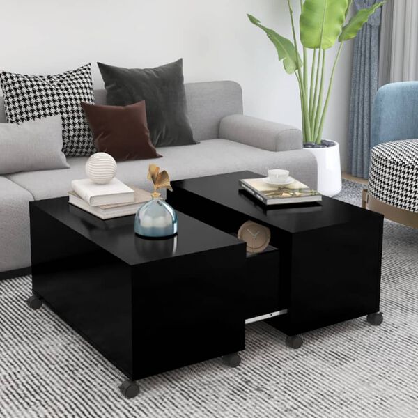 vidaXL Coffee Table Black Engineered wood Small Extendable