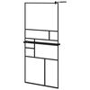 vidaXL Walk-in Shower Wall with Shelf Black 35.4"x76.8" ESG Glass&Aluminum